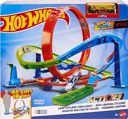 Hot Wheels Toy Car Track Set Action Loop Cyclone Challenge Playset