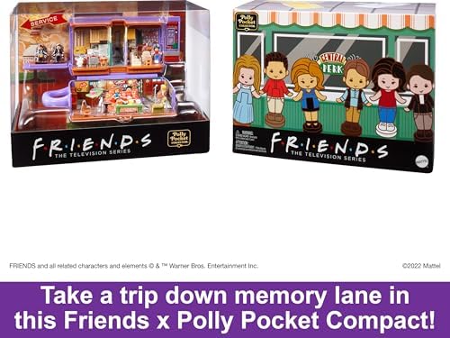 Polly Pocket Friends Compact Playset with 6 Character Dolls 9 Coffee Cup Exterior Toy