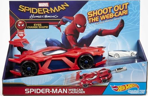 Hot Wheels Marvel Spider-Man Web-Car Launcher with Movement-Activated Eyes 164 Scale Toy