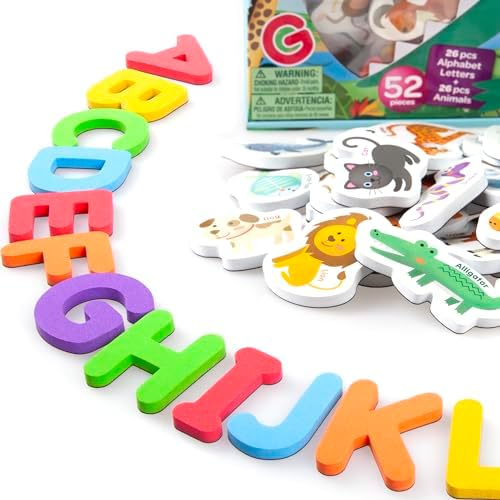 Crayola ABC Matching Magnet Set - Animal Party 52 Colorful Quality Foam Magnets Including