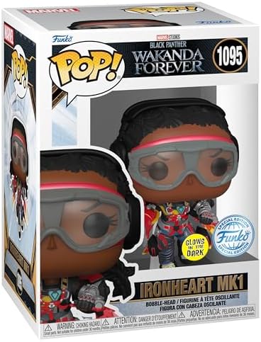 Funko POP Tee Black Panther Wakanda Forever - Ironheart MK1 - Glow in The Dark - Extra Large - XL - T-Shirt - Clothes with Collectable Vinyl Figure