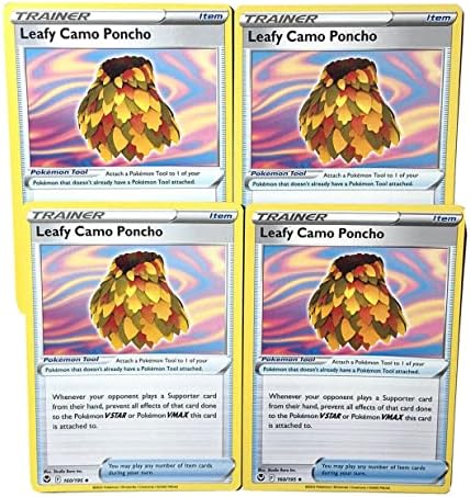 Pokemon Leafy Camo Poncho 160195 - Silver Tempest Pokemon Playset - X4 Trainer Card Set