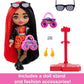 Barbie Extra Minis Doll with Red Black Hair Wearing Flame-Print Dress Moto Jacket 5.5-inch