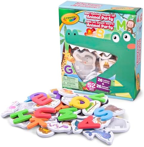 Crayola ABC Matching Magnet Set - Animal Party 52 Colorful Quality Foam Magnets Including