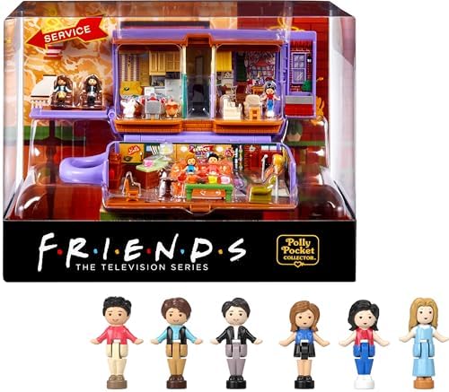 Polly Pocket Friends Compact Playset with 6 Character Dolls 9 Coffee Cup Exterior Toy