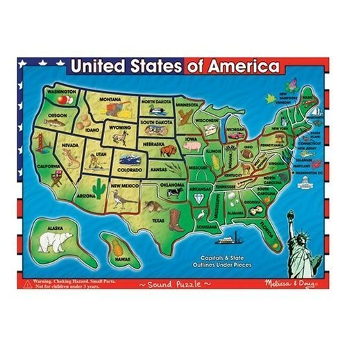 Melissa & Doug Melissa Doug Wooden USA Map Sound Puzzle