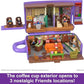 Polly Pocket Friends Compact Playset with 6 Character Dolls 9 Coffee Cup Exterior Toy