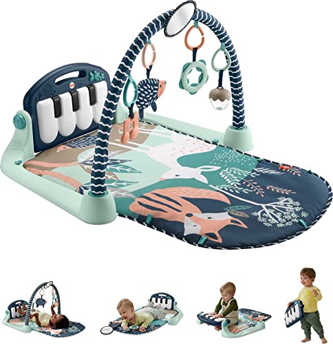 Fisher-Price Baby Playmat Glow and Grow Kick Play Piano Gym Blue Musical Learning Toy
