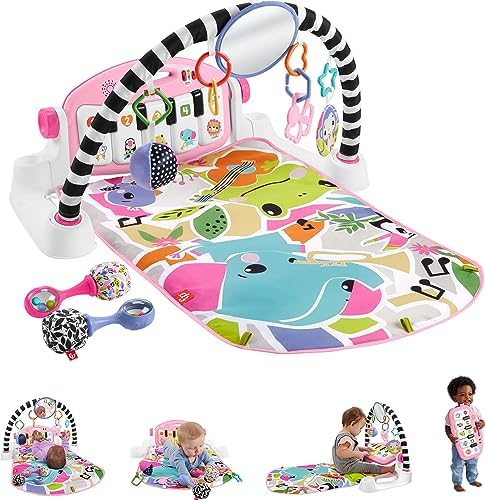 Fisher-Price Baby Gift Set Glow and Grow Kick Play Piano Gym Blue Playmat Musical