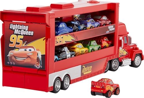Mattel Disney and Pixar Cars Mini Mack Racers Hauler 1 Toy Car Transporter Truck Holds 18