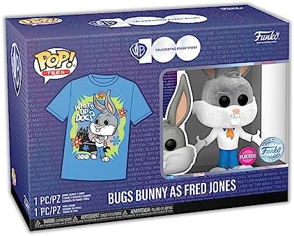Funko Pop Tee Bugs Bunnya as Fred Jonesa Flocked - Large - L - T-Shirt - Clothes with
