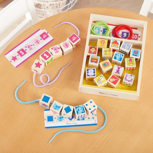 Melissa & Doug Melissa Doug Blue's Clues You Wooden Lacing Beads - 25 Beads 4 Cords - FSC