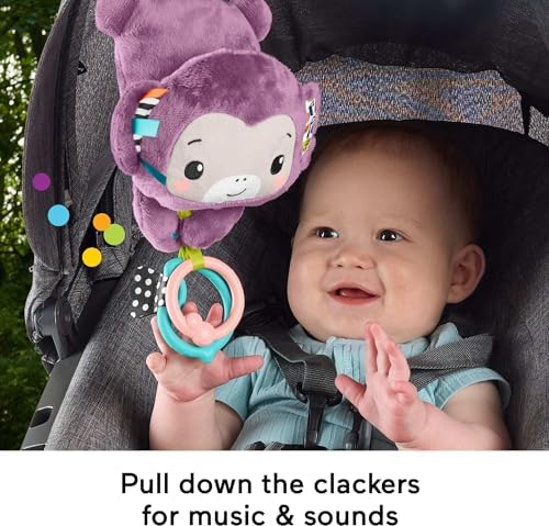 Fisher-Price Baby Stroller Toy Sing Go Purple Monkey Musical Sensory Plush