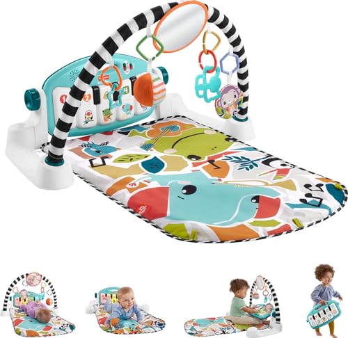 Fisher-Price Baby Playmat Glow and Grow Kick Play Piano Gym Blue Musical Learning Toy