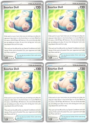 Pokemon Snorlax Doll 175182 - Paradox Rift - Pokemon Trainer Card Lot x4 - Playset