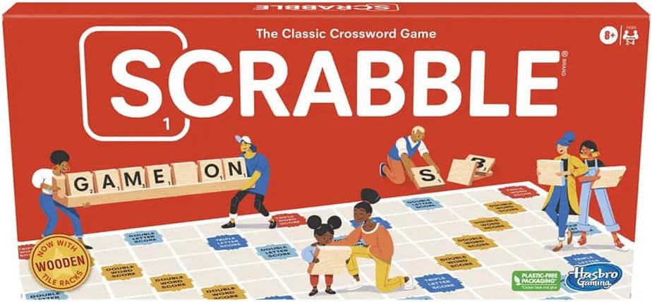 Hasbro Gaming Scrabble Board GameWord Game for Kids Ages 8 and UpFun Family Game for 2-4 PlayersThe Classic Crossword Game – 8