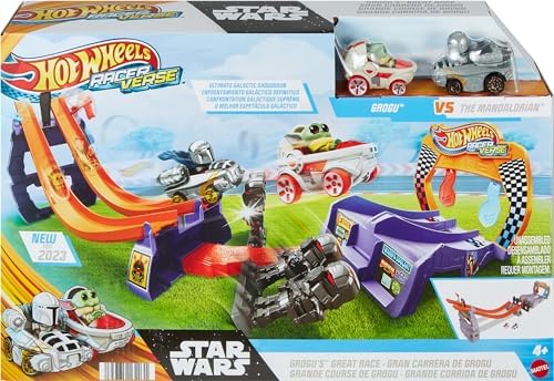 Hot Wheels Star Wars RacerVerse Toy Car Track Set 2 Die-Cast Racers Grogu's Great Race