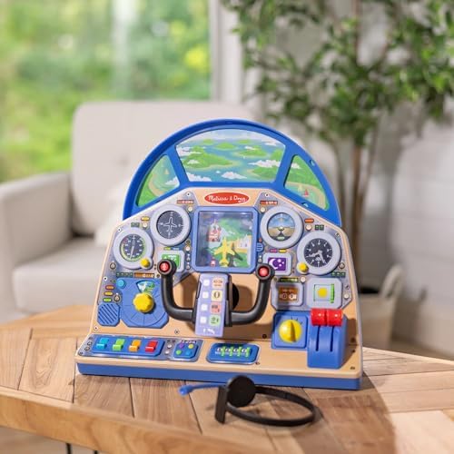 Melissa & Doug Melissa Doug Jet Pilot Interactive Dashboard Wooden Toy for Boys and Girls