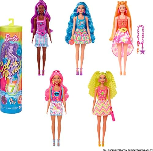 Barbie Color Reveal Doll Neon Tie-Dye Series 7 Surprises 1 Doll Styles May Vary