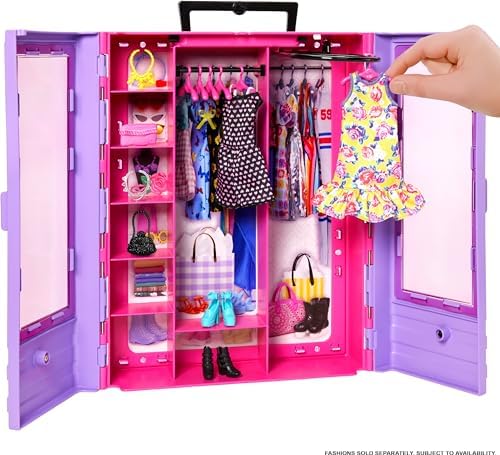 Barbie Fashionistas Ultimate Closet 6 Hangars Purple with Fold-Out Rack Carrying Handle Portable Storage for Fashion Doll