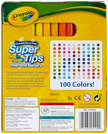 Crayola Super Tips Marker Set 100ct Fine Point Washable Markers Drawing Markers for