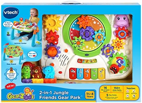 VTech GearZooz 2-in-1 Jungle Friends Gear Park Frustration Free Packaging Multicolor
