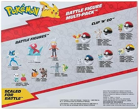 Pokemon Battle Figure 8 Pack - Six 2-Inch and Two 3-Inch Battle Figures Including Pikachu