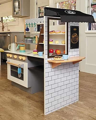 Little Tikes Real Wood Cafe Bakery Wooden Play Kitchen with Realistic Lights Sounds and