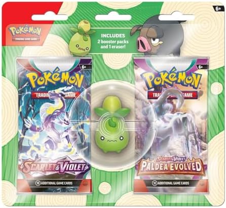 POKEMON TCG BACK TO SCHOOL 2023 ERASER BLISTER -1 OF 2 RANDOM ERASERS SMOLIV OR LECHONK