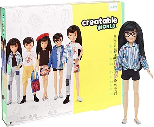 Mattel Creatable World Deluxe Character Kit Customizable Doll Black Straight Hair