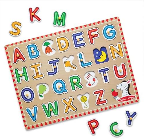 Melissa & Doug Melissa Doug Lift See Alphabet Wooden Peg Puzzle