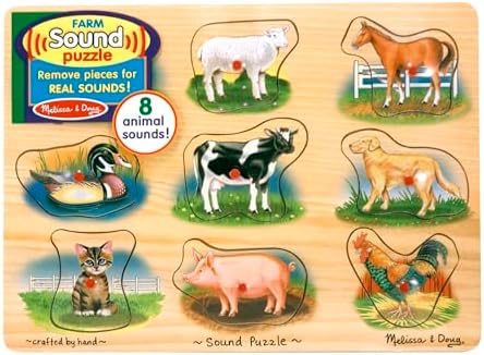 Melissa & Doug Melissa Doug Farm Sound Puzzle - Wooden Peg Puzzle With Sound Effects 9 pcs