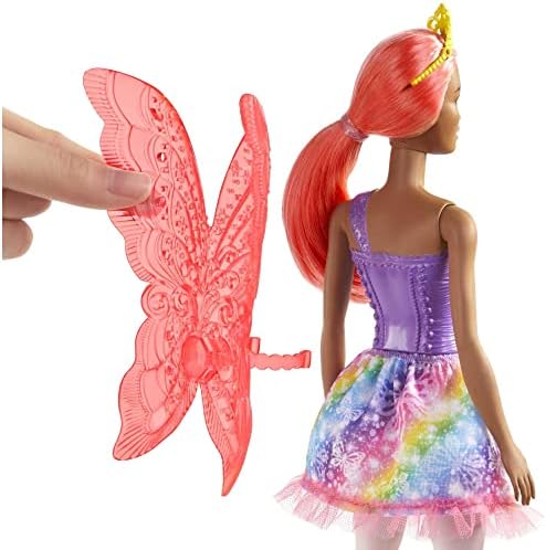 Barbie Dreamtopia Fairy Fashion Doll Pink Hair with Removable Skirt Headband Wings