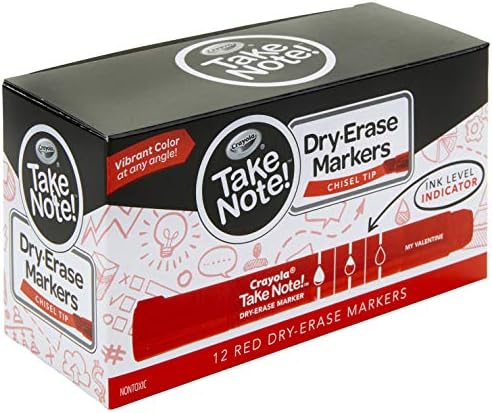 Crayola Take Note Dry Erase Markers Red Chisel Tip Markers Office School Supplies 12 Count
