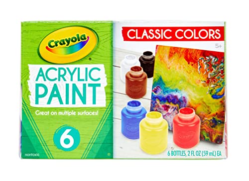 Crayola Acrylic Paint - Assorted Colors 6ct Paint Arts Crafts Supplies for Great For Art