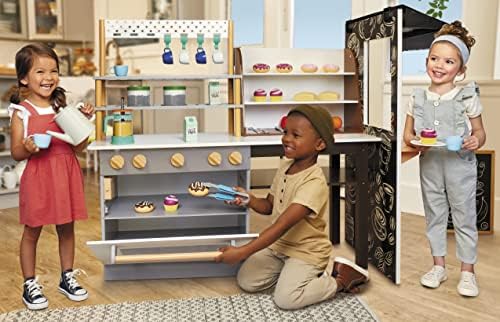 Little Tikes Real Wood Cafe Bakery Wooden Play Kitchen with Realistic Lights Sounds and
