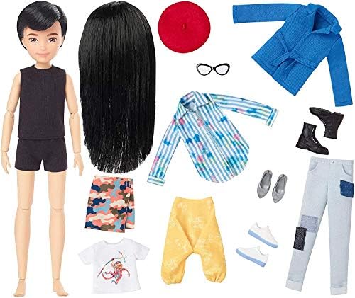 Mattel Creatable World Deluxe Character Kit Customizable Doll Black Straight Hair