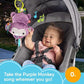 Fisher-Price Baby Stroller Toy Sing Go Purple Monkey Musical Sensory Plush