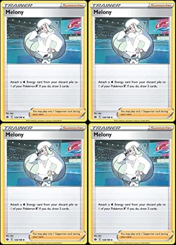 Pokemon Melony 146198 - Chilling Reign - Pokemon Trainer Card Lot - Playset x4