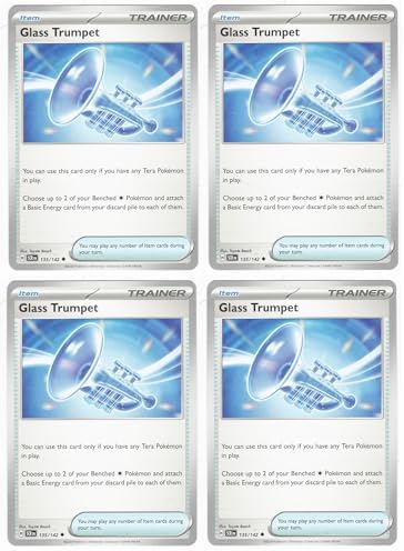 Pokemon Glass Trumpet 135142 - Stellar Crown Trainer Card Set x4 - Playset