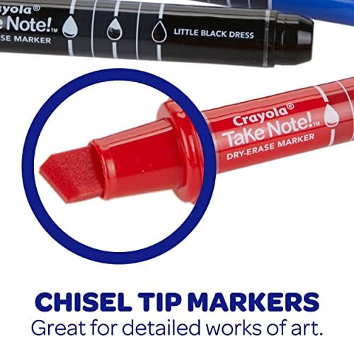 Crayola Take Note Dry Erase Markers 12ct Whiteboard Markers for Teachers Low Odor Chisel