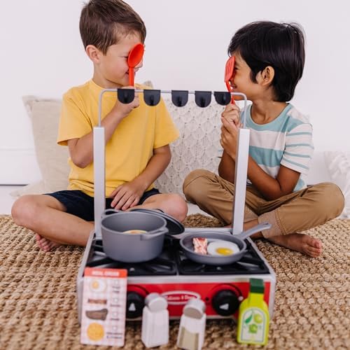 Melissa & Doug Melissa Doug 19-Piece Deluxe Wooden Cooktop Set with Wooden Play Food
