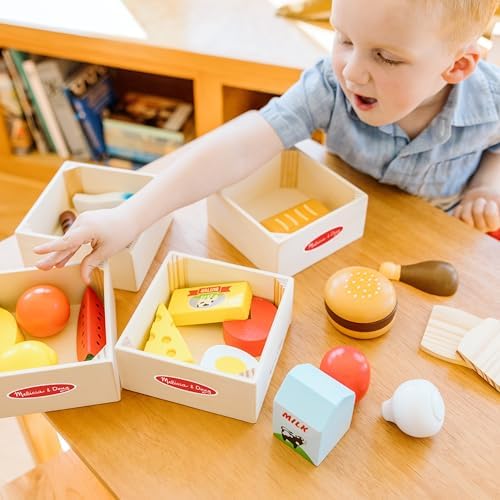 Melissa & Doug Melissa Doug Food Groups - 21 Wooden Pieces and 4 Crates Multi Play Food