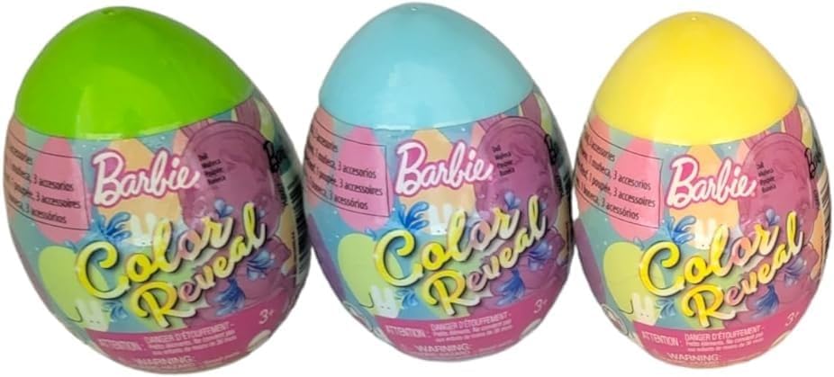 Barbie Color Reveal Easter Egg HJX67 Series Colored Egg Surprises Pack of 3 Random
