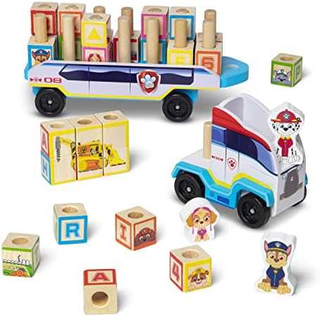 Melissa & Doug Melissa Doug PAW Patrol Wooden ABC Block Truck 33 Pieces - Sort And Stack Alphabet Blocks For Toddlers Vehicle