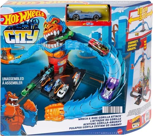 Hot Wheels City Toy Car Track Set Gorilla Grapple Playset