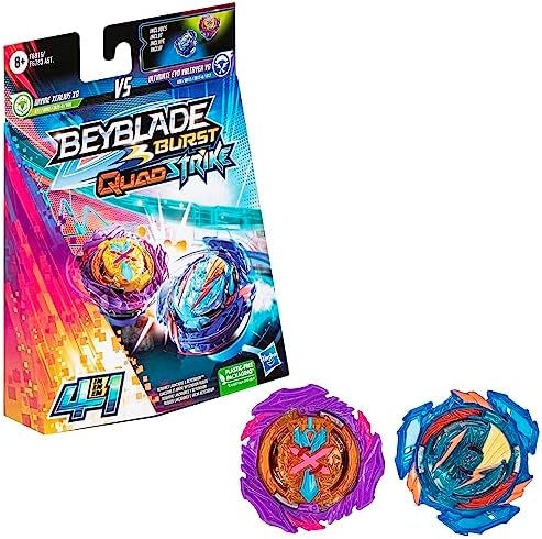 Beyblade Burst QuadStrike Ultimate Evo Valtryek V8 and Divine Xcalius X8 Spinning Top