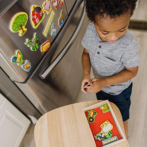 Melissa & Doug Melissa Doug 20 Wooden Farm Magnets in a Box Cute Barnyard Animal Fridge