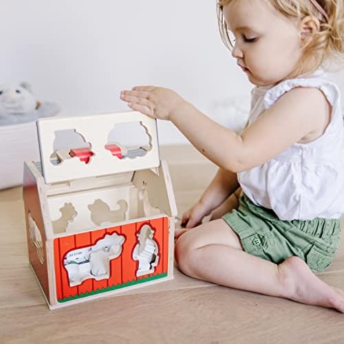 Melissa & Doug Melissa Doug Wooden Take-Along Barn Toy with Flip-Up Roof and Handle 10