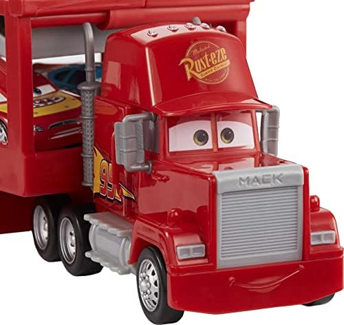 Mattel Disney and Pixar Cars Mack Hauler 13-inch Toy Transporter Truck with Ramp Carry Storage for 12 Vehicle